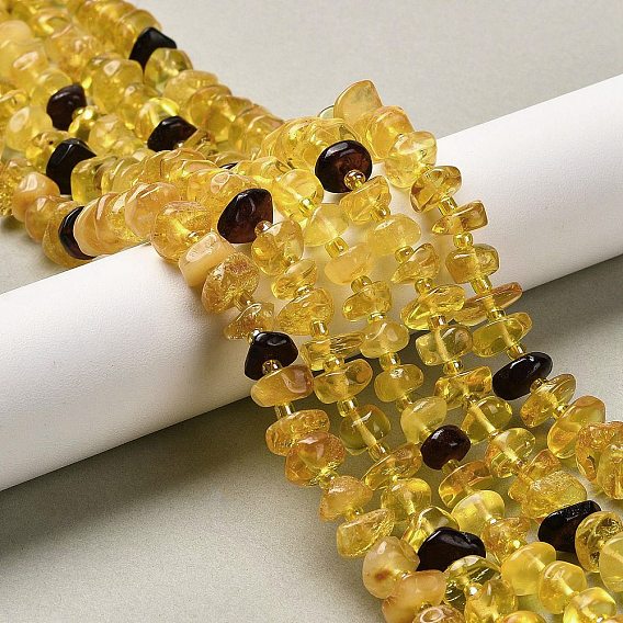 Янтарные шарики нити, чип, с бисером