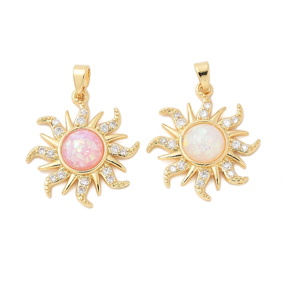 Латунные микро проложить кубического циркония подвески, без кадмия и без свинца, cmолой, талисманы солнечных лучей, реальный 18 k позолоченный