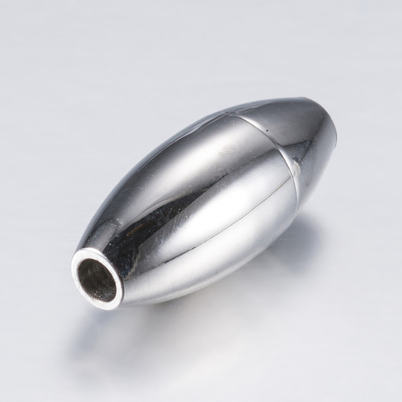 304 Stainless Steel Pointed Magnetic Clasps with Glue-in Ends, Smooth Surface, Bullet