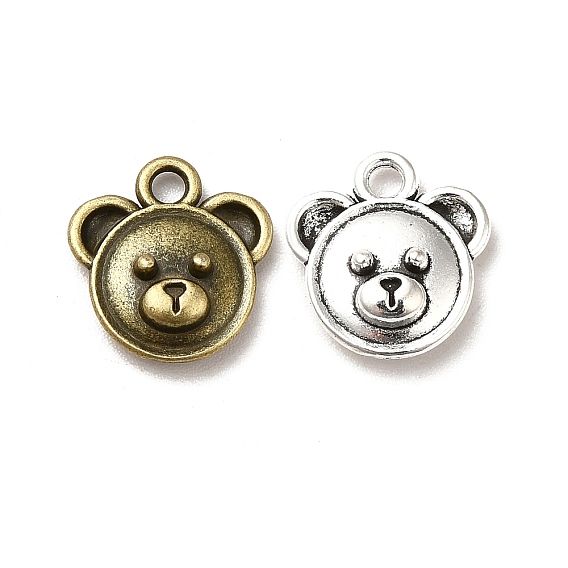 Abalorios de encantos de la aleación del estilo tibetano, encantos de cabeza de oso de estilo de dibujos animados