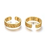 Brass Micro Pave Clear Cubic Zirconia Cuff Rings, Open Rings, Long-Lasting Plated, Textured