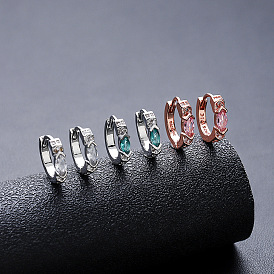 Серьги-кольца в форме конского глаза с кубическим цирконием из латуни