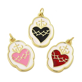 Rack Plating Brass Pendants, with Glass Beads, Lead Free & Cadmium Free, Real 18K Gold Plated, Heart