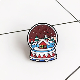 Colorful Snow Scene Crystal Ball Brooch Badge Jewelry Accessory