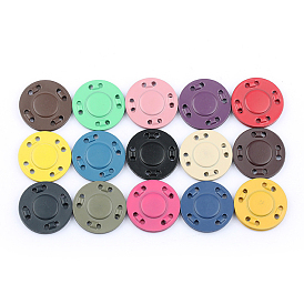 Iron Magnetic Buttons Snap Magnet Fastener, Flat Round, for Cloth & Purse Makings