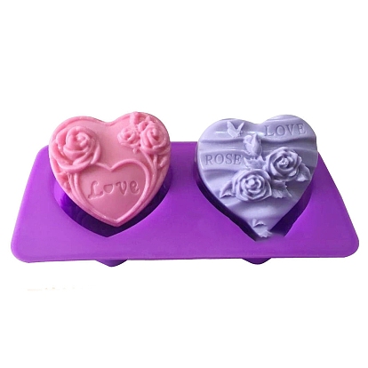 Heart with Rose DIY Soap Silicone Molds, for Handmade Soap Making, Valentine's Day Thme