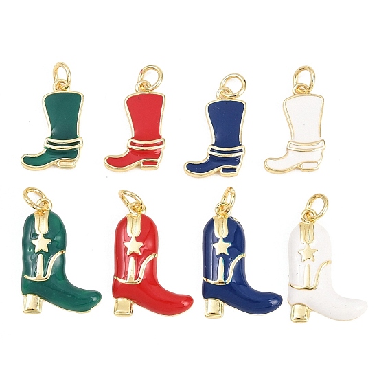 Латунь эмаль подвески, подвески в виде ковбойских сапог/туфель, долговечный, стойки покрытие, без свинца и без кадмия, реальный 18 k позолоченный