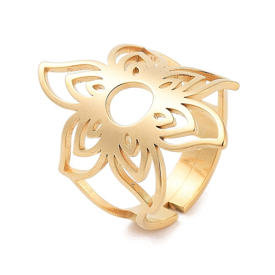 Цветок 304 регулируемые кольца из нержавеющей стали для женщин