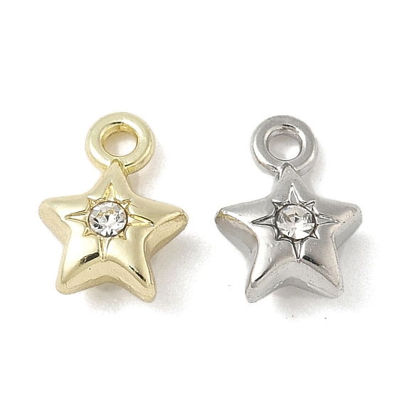 Подвески из сплава и страза, звезды прелести, стойки покрытие