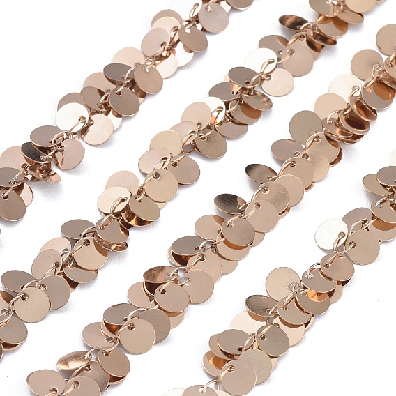 Латунные цепочки ручной работы, пайки, без кадмия, без никеля и без свинца, с плоскими круглыми прелести