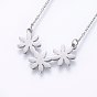 304 Stainless Steel Jewelry Sets, Stud Earrings and Pendant Necklaces, Flower