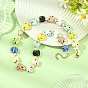 Handmade Porcelain Elephant Bead Necklaces, with Round Synthetic Turquoise Beads, Golden