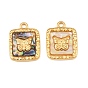 304 Stainless Steel & Natural Shell Pendants, Rectangle with Butterfly Charm, Ion Plating(IP), Long-Lasting Plated