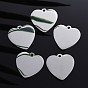 304 Stainless Steel Pendants, Manual Polishing, Blank Stamping Tags, Double Side Polished, Heart