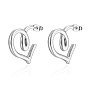 304 Stainless Steel Heart Stud  Earrings, Half Hoop Earrings