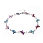 Link Chain Necklaces, with Glass Pearl, Butterfly Shape Alloy Enamel Links, Iron Twisted Chains and 304 Stainless Steel Lobster Claw Clasps