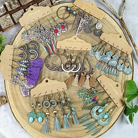 Bohemian Purple Tassel Earrings Ethnic Vintage Irregular Long Dangle Jewelry
