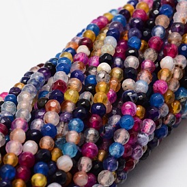 Facettes agate naturelle perles rondes brins, teint, 4mm, Trou: 1mm, Environ 92 pcs/chapelet, 15.3 pouce