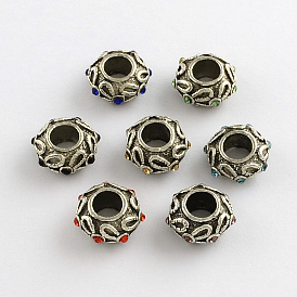 Alloy Rhinestone Rondelle Large Hole European Beads