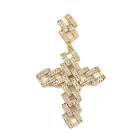 Латунные микропаве прозрачные подвески с фианитом, крест очарование, без кадмия и без свинца, стойки покрытие, долговечный
