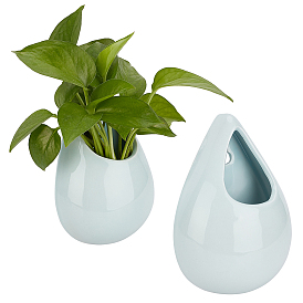 Nbeads 2 Pcs 2 Styles Porcelain Vase Hydroponic Wall Mounted Plant Hanging Flower Vase, Teardrop