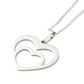 304 Stainless Steel Cable Chain Heart Frame Pendant Necklaces for Women