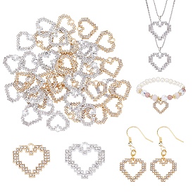 40шт 2 цвета сплава хрустальные стразы подвески, сердце прелести