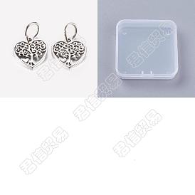 40Pcs Tibetan Style Alloy Pendants, Hollow Heart Charms with Tree