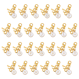 26Шт подвесные украшения из сплава эмали, Сплав с застежками когтя омара, Письмо ~ Z