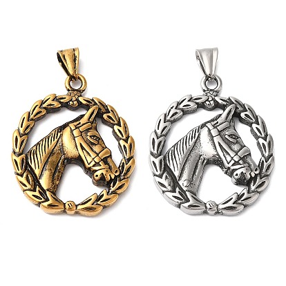 304 подвески из нержавеющей стали, плоские круглые с лошадью