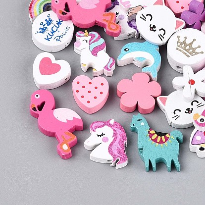 Набивные бусины из натурального клена, окрашенные, разнообразные, без свинца, без никеля и без кадмия