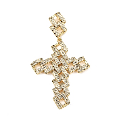 Латунные микропаве прозрачные подвески с фианитом, крест очарование, без кадмия и без свинца, стойки покрытие, долговечный
