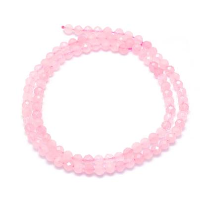 Natural Rose Quartz Beads Strands, Faceted, Round