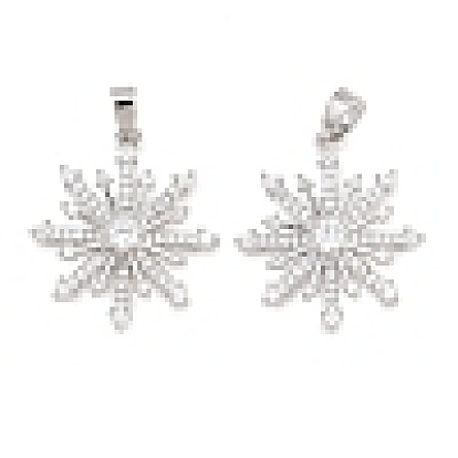 Рождественские подвески из латуни с микропаве из прозрачных кубических цирконий, прелести снежинки