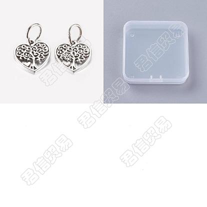 40Pcs Tibetan Style Alloy Pendants, Hollow Heart Charms with Tree