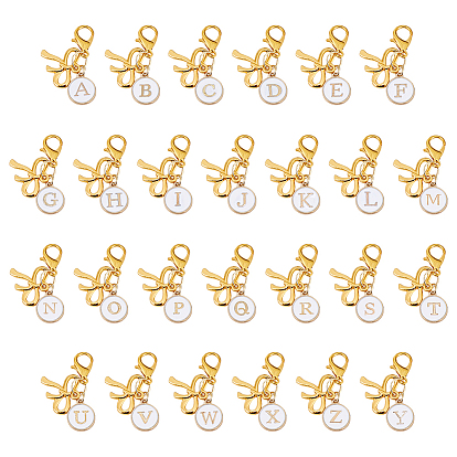 26Шт подвесные украшения из сплава эмали, Сплав с застежками когтя омара, Письмо ~ Z