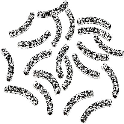 Tibetan Style Alloy Tube Beads, Hollow
