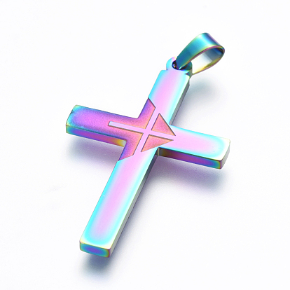 Ion Plating(IP) 304 Stainless Steel Pendants, Cross