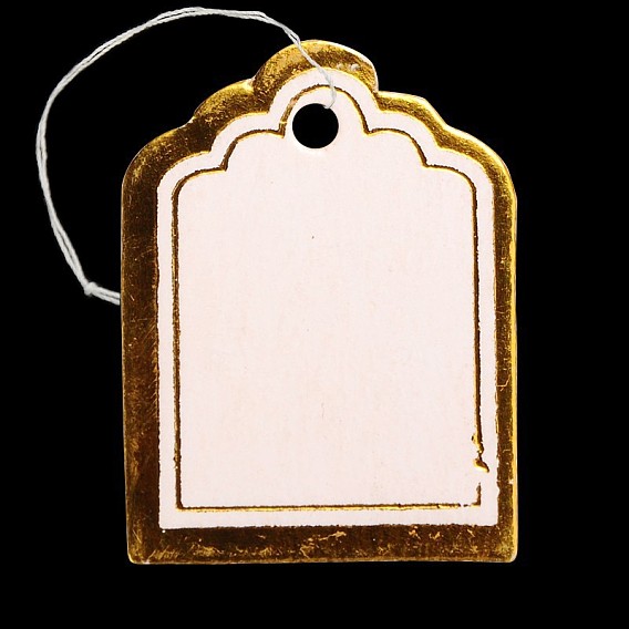 Rechteck leere Hang-Tag, Schmuck-Display Papier Preisschilder, mit Baumwollkordel, 23x17.5x0.2 mm, Loch: 2 mm, 500 Stück / Beutel