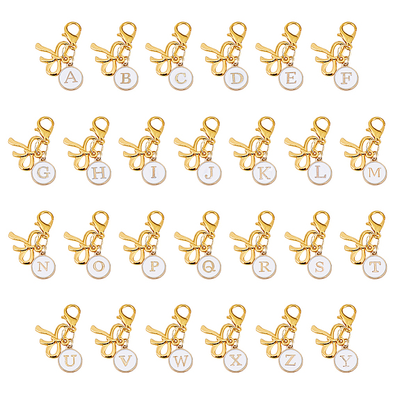 26Шт подвесные украшения из сплава эмали, Сплав с застежками когтя омара, Письмо ~ Z