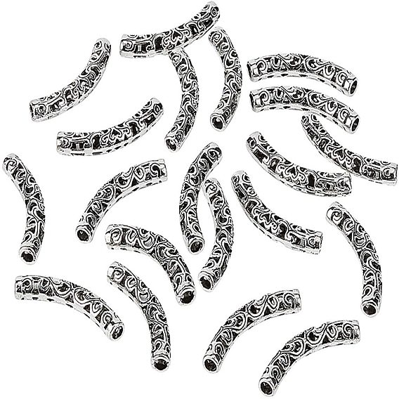 Tibetan Style Alloy Tube Beads, Hollow