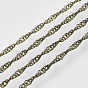 Soldered Brass Coated Iron Singapore Chains, Water Wave Chains, with Spool