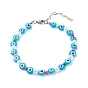 Evil Eye Handmade Lampwork Beaded Anklets for Women, Acrylic & ABS Plastic Beads Anklets