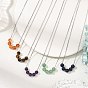 Pendentif en perles rondes de pierres naturelles mélangées 304 Colliers à maillons Boston en acier inoxydable, couleur inox