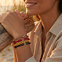 Braided Nylon Cord Adjustable Bracelets, Golden Brass Ring Jewelry for Women