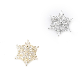 Clear Cubic Zirconia Snowflake Brooch Pins, Brass Brooch Clothing Accessories