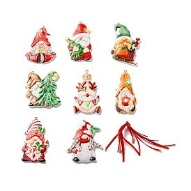Christmas Santa Claus Resin Pendant Decorations, with Nylon Cord, for Christmas Tree Decorations