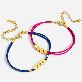 304 Bracelet en polyester à maillons en acier inoxydable 2 pour femmes, or