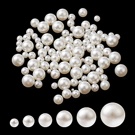 300Pcs 6 Sizes ABS Plastic Imitation Pearl Round Beads, No Hole Beads