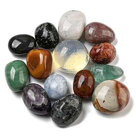 Mixed Gemstone Beads, No Hole, Nuggets, Tumbled Stone